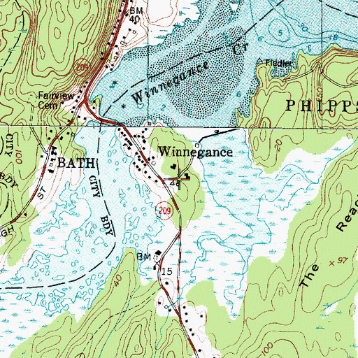 Topographic Map of Winnegance, ME