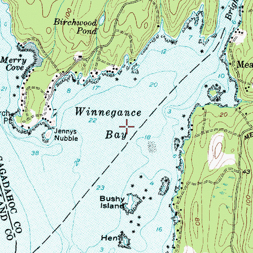 Topographic Map of Winnegance Bay, ME