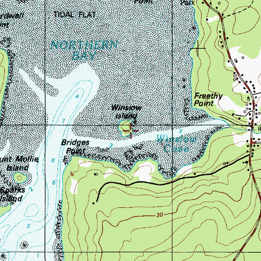 Topographic Map of Winslow Island, ME