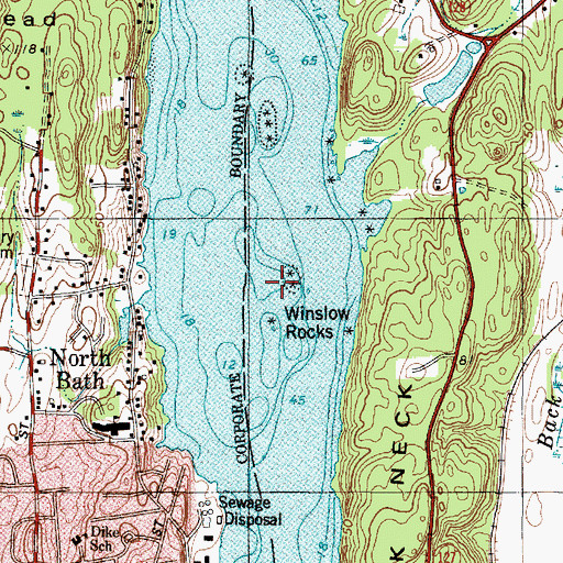 Topographic Map of Winslow Rocks, ME