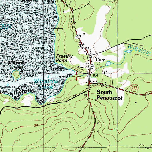 Topographic Map of Winslow Stream, ME