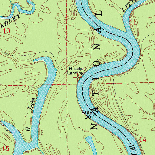 Topographic Map of H Lake Landing, AR