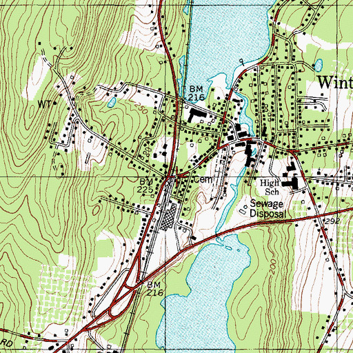 Topographic Map of Winthrop, ME