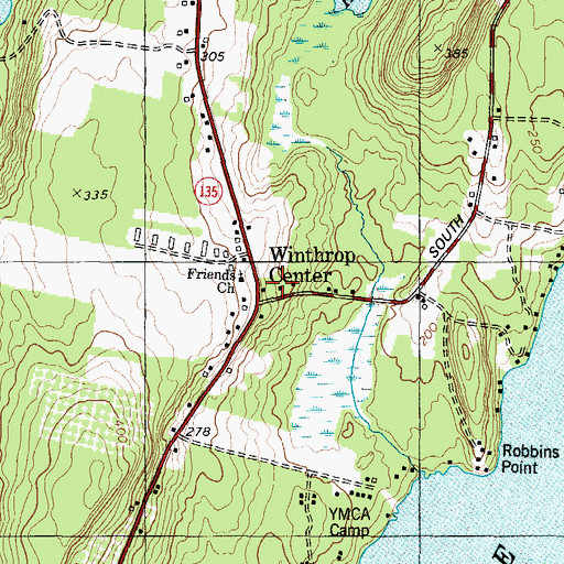 Topographic Map of Winthrop Center, ME
