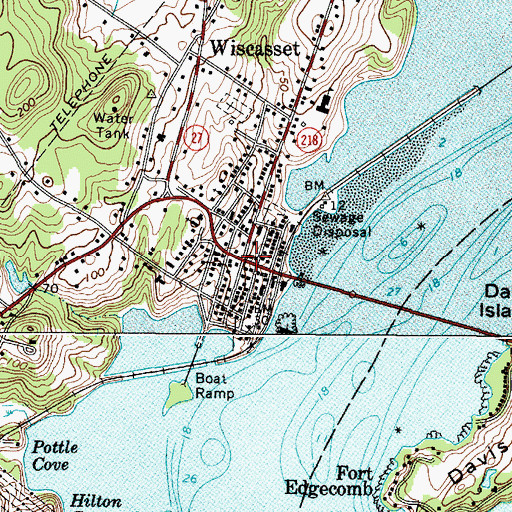 Topographic Map of Wiscasset, ME