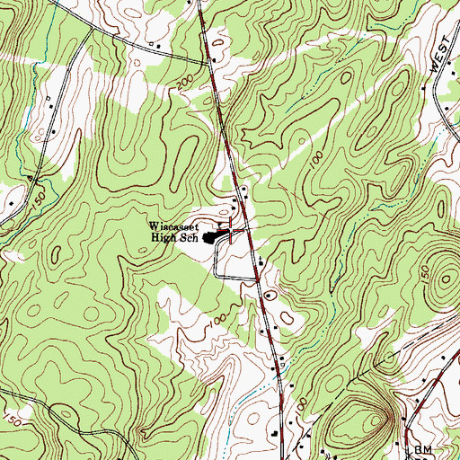 Topographic Map of Wiscasset High School, ME
