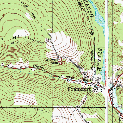 Topographic Map of Wiswell Cemetery, ME