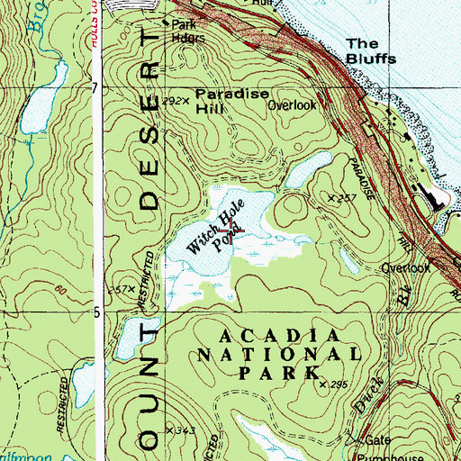 Topographic Map of Witch Hole Pond, ME
