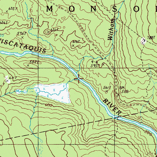 Topographic Map of Witham Brook, ME