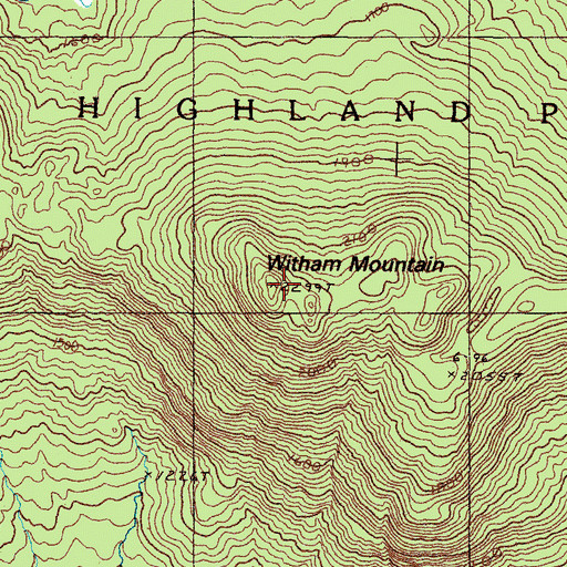 Topographic Map of Witham Mountain, ME