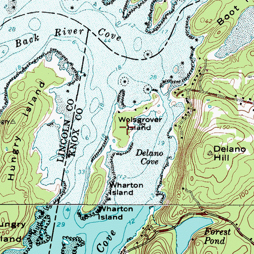 Topographic Map of Wolsgrover Island, ME