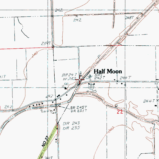 Topographic Map of Half Moon, AR