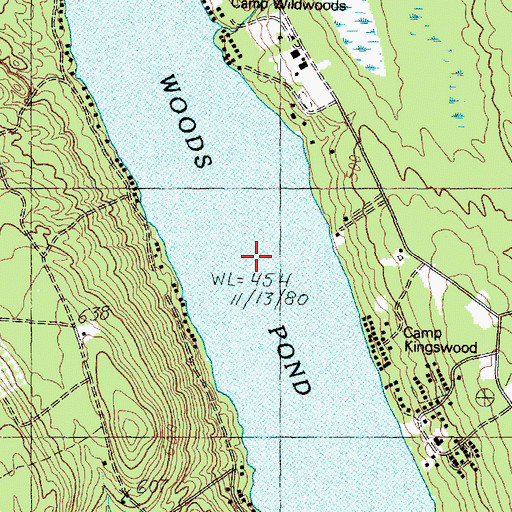 Topographic Map of Woods Pond, ME