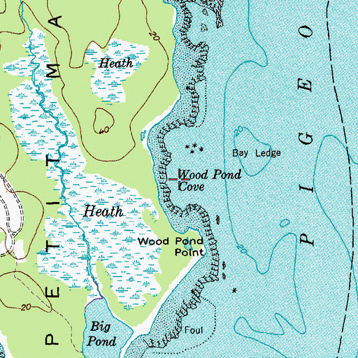 Topographic Map of Wood Pond Cove, ME