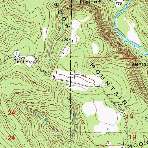 Topographic Map of Half Moon Mountain, AR