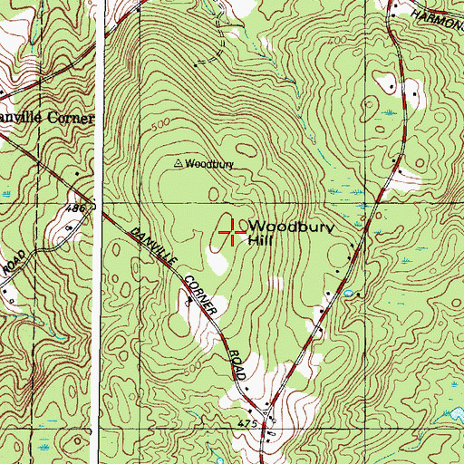 Topographic Map of Woodbury Hill, ME