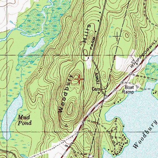 Topographic Map of Woodbury Hills, ME