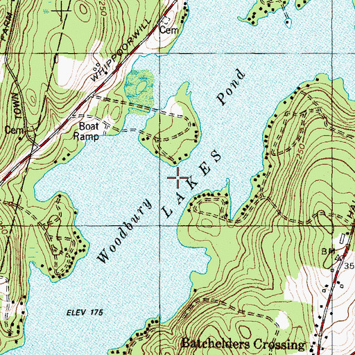Topographic Map of Woodbury Pond, ME