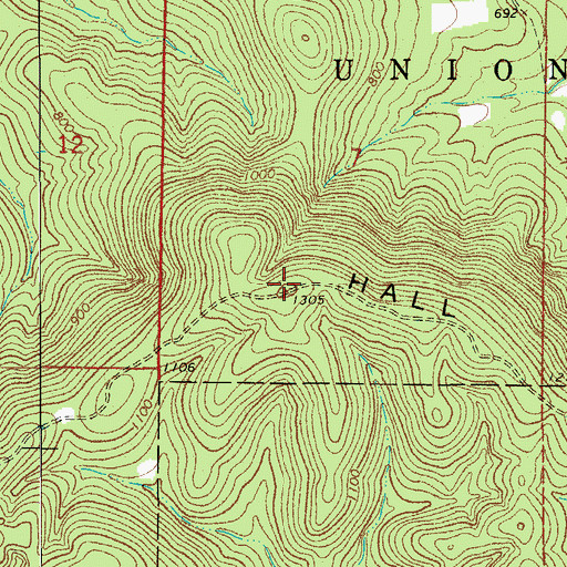 Topographic Map of Hall Mountain, AR