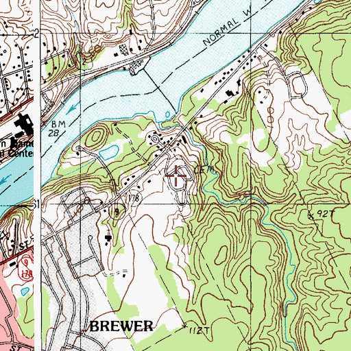 Topographic Map of Woodlawn Cemetery, ME