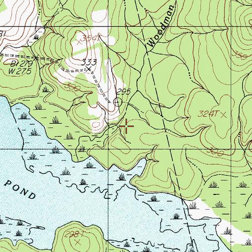 Topographic Map of Woodman Brook, ME