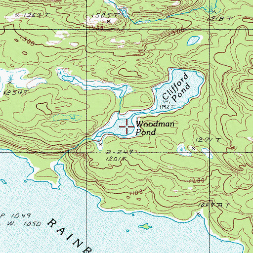 Topographic Map of Woodman Pond, ME