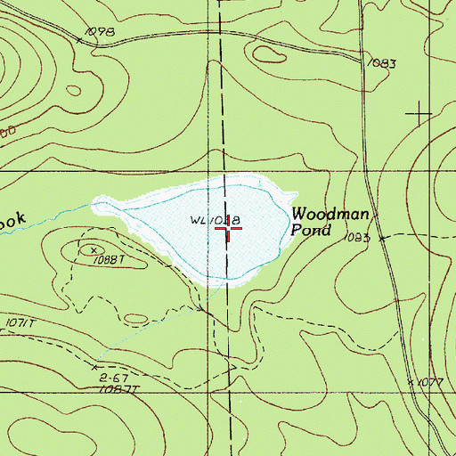 Topographic Map of Woodman Pond, ME
