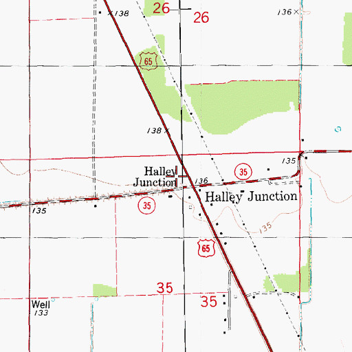 Topographic Map of Halley Junction, AR