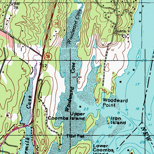 Topographic Map of Woodward Cove, ME