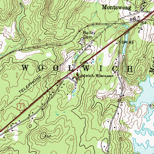 Topographic Map of Woolwich-Wiscasset Church, ME