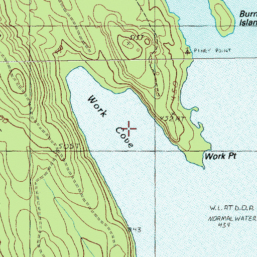 Topographic Map of Work Cove, ME