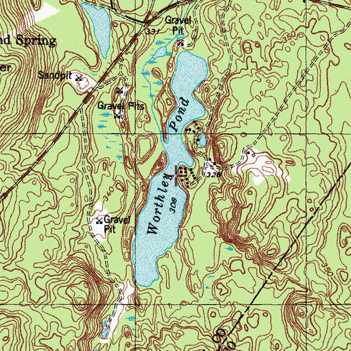 Topographic Map of Worthley Pond, ME
