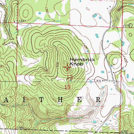 Topographic Map of Hambrick Knob, AR