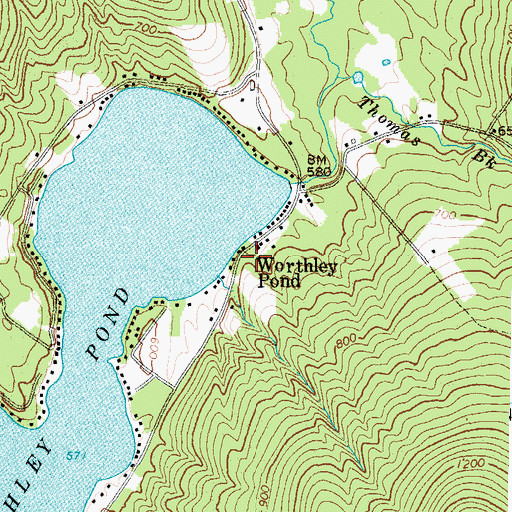 Topographic Map of Worthley Pond, ME