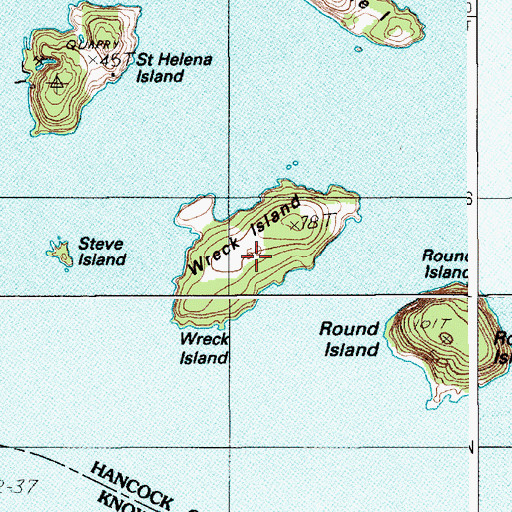 Topographic Map of Wreck Island, ME