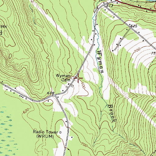 Topographic Map of Wyman Cemetery, ME