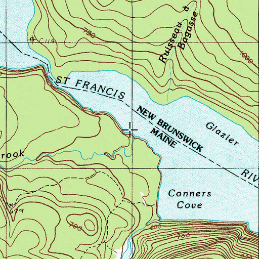Topographic Map of Yankeetuladi Brook, ME