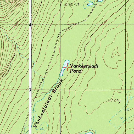 Topographic Map of Yankeetuladi Pond, ME