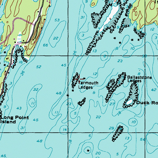 Topographic Map of Yarmouth Ledges, ME