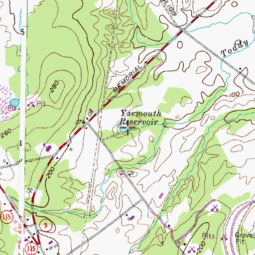 Topographic Map of Yarmouth Reservoir, ME