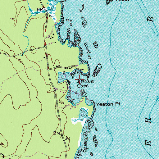 Topographic Map of Yeaton Cove, ME