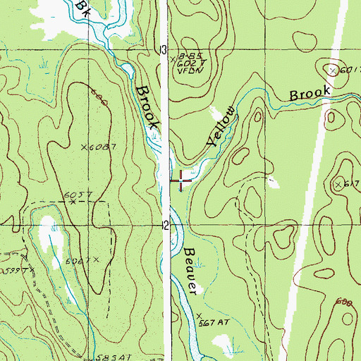 Topographic Map of Yellow Brook, ME