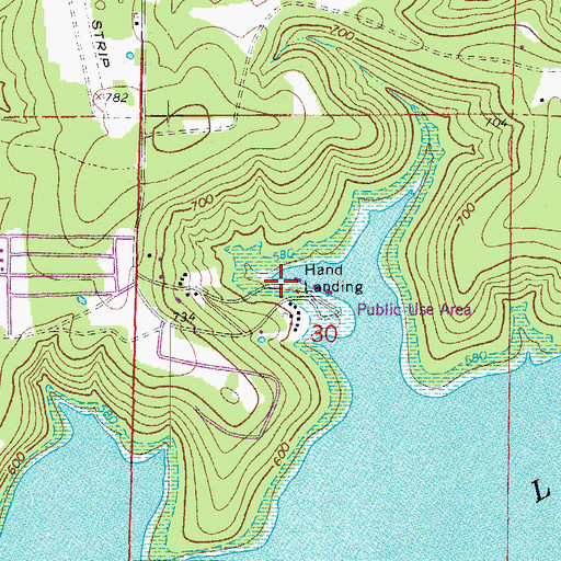 Topographic Map of Hand Landing, AR