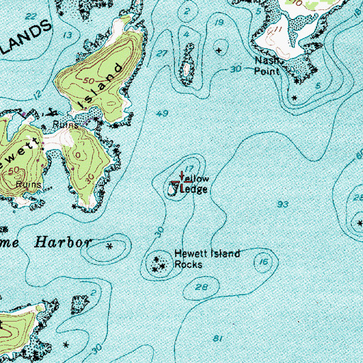 Topographic Map of Yellow Ledge, ME