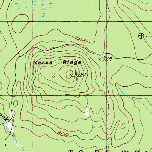 Topographic Map of Yerxa Ridge, ME
