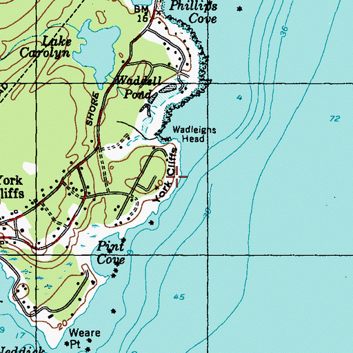 Topographic Map of York Cliffs, ME