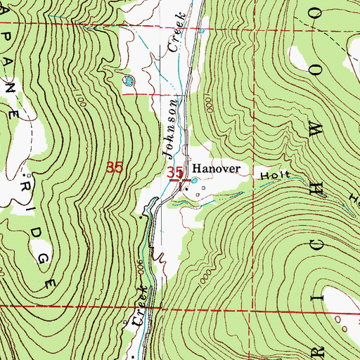 Topographic Map of Hanover, AR