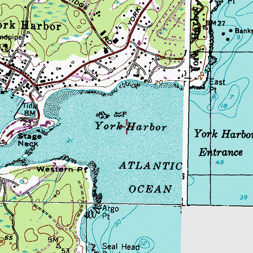 Topographic Map of York Harbor, ME