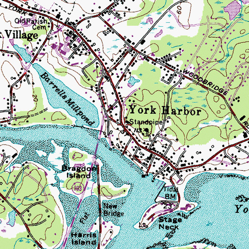 Topographic Map of York Harbor, ME