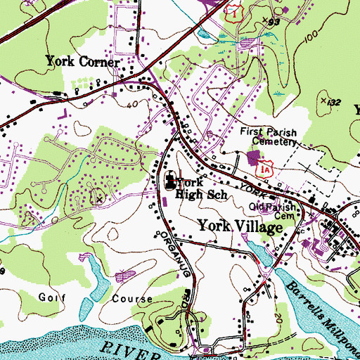 Topographic Map of York Middle School, ME